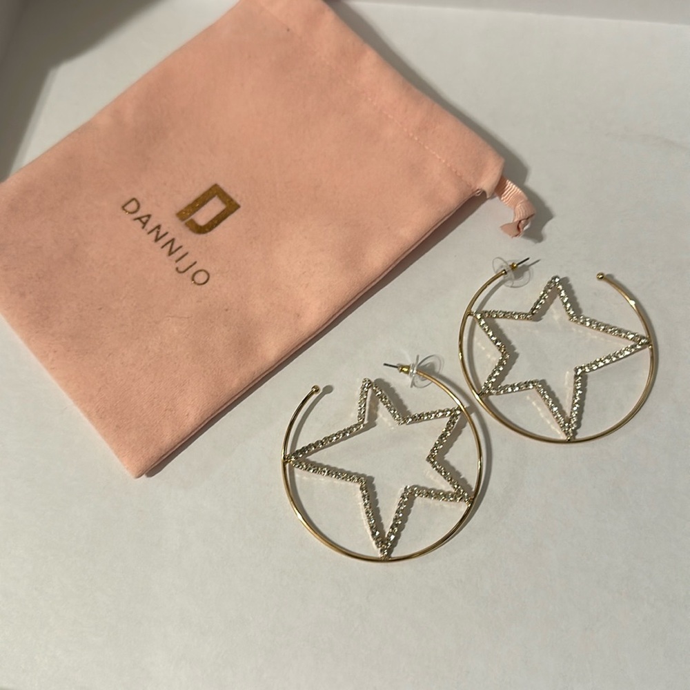 Dannijo Gabi large star rhinestone embellished hoop earrings